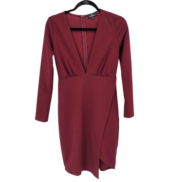 LuLus Sexy Wrap Dress Bodycon Long Sleeve Wedding Guest Prom Bridesmaid Date - Picture 6 of 8